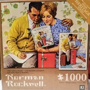 New KI NORMAN  ROCKWELL Poster and Puzzle “THE NEWLYWEDS” 1000 Pc 20” X 27”